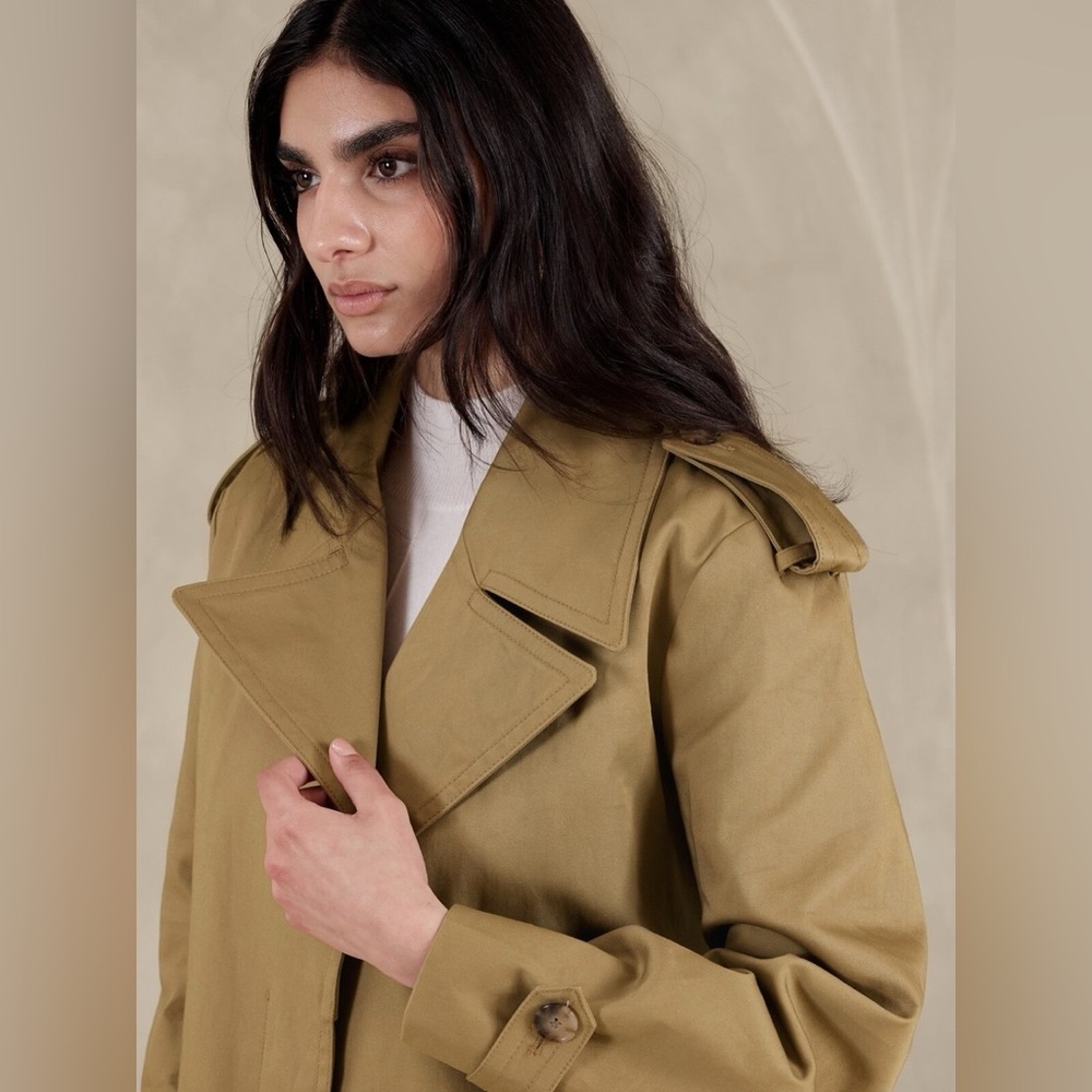Banana Republic‎ timeless Trench Coat long in Black WATER RESISTANT - Picture 12 of 16